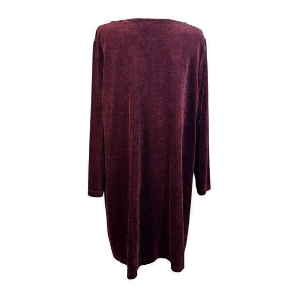 J Jill Pure Jill Tunic Shift Dress Merlot Wine Maroon Velour Velvet Plus 2X - Picture 3 of 7